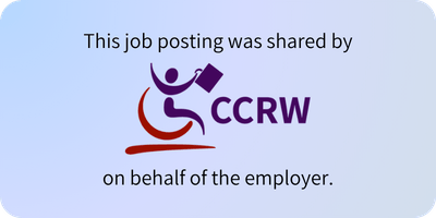 This job posting was shared by CCRW on behalf of the employer.